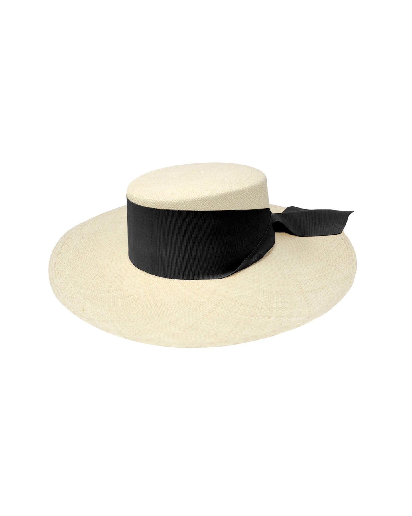 Long brim Cordovan hat with maxi bow