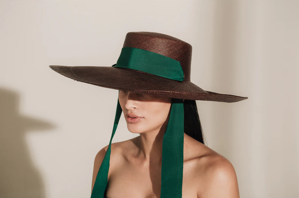 Extra Long Brim Cordovan hat - Chocolate straw