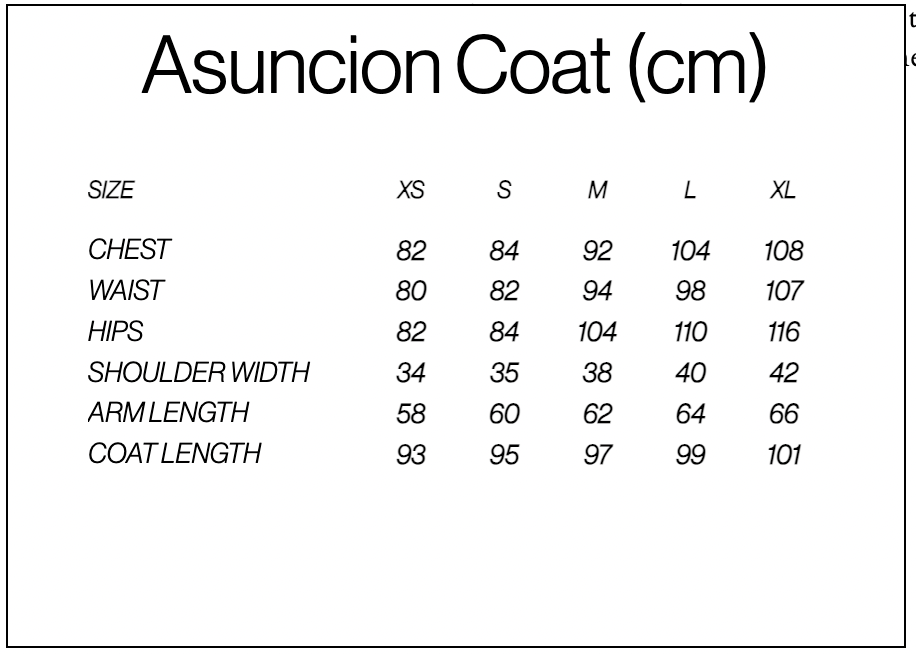 Size chart for Birds of Paradise Scarf