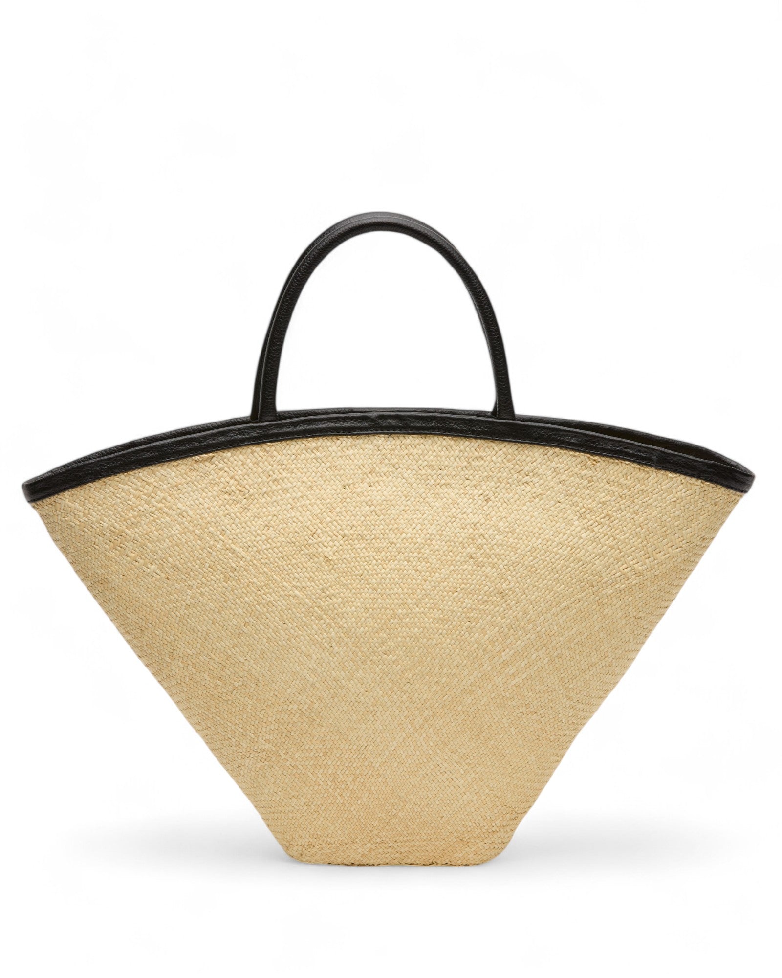 'Chalayan' eco leather trimmed raffia tote