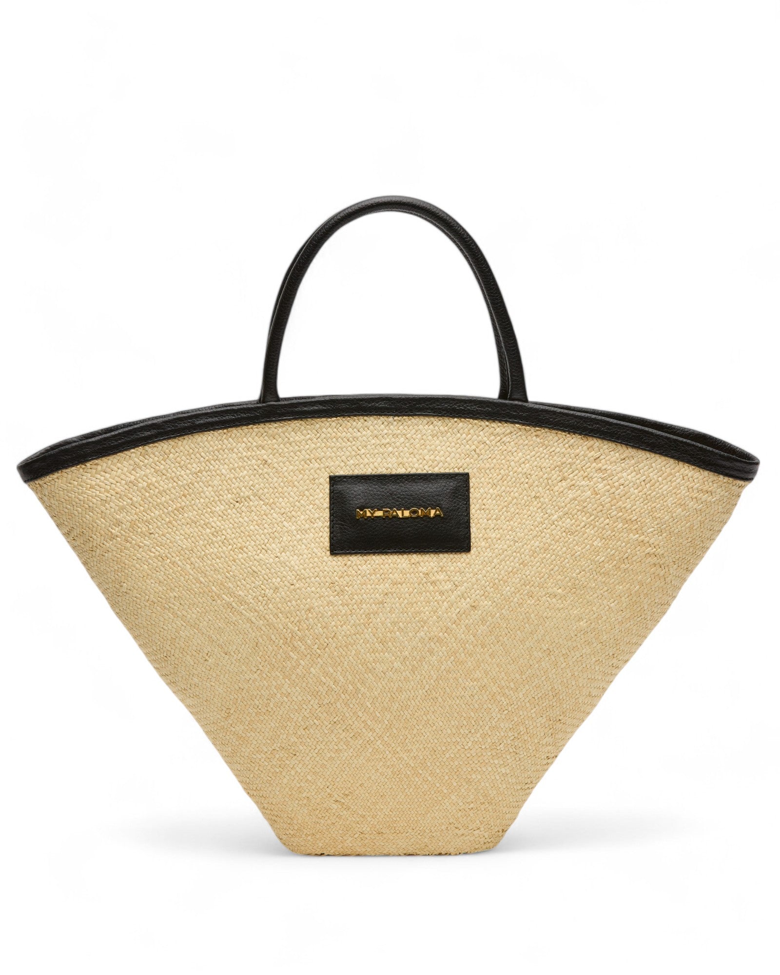 'Chalayan' eco leather trimmed raffia tote