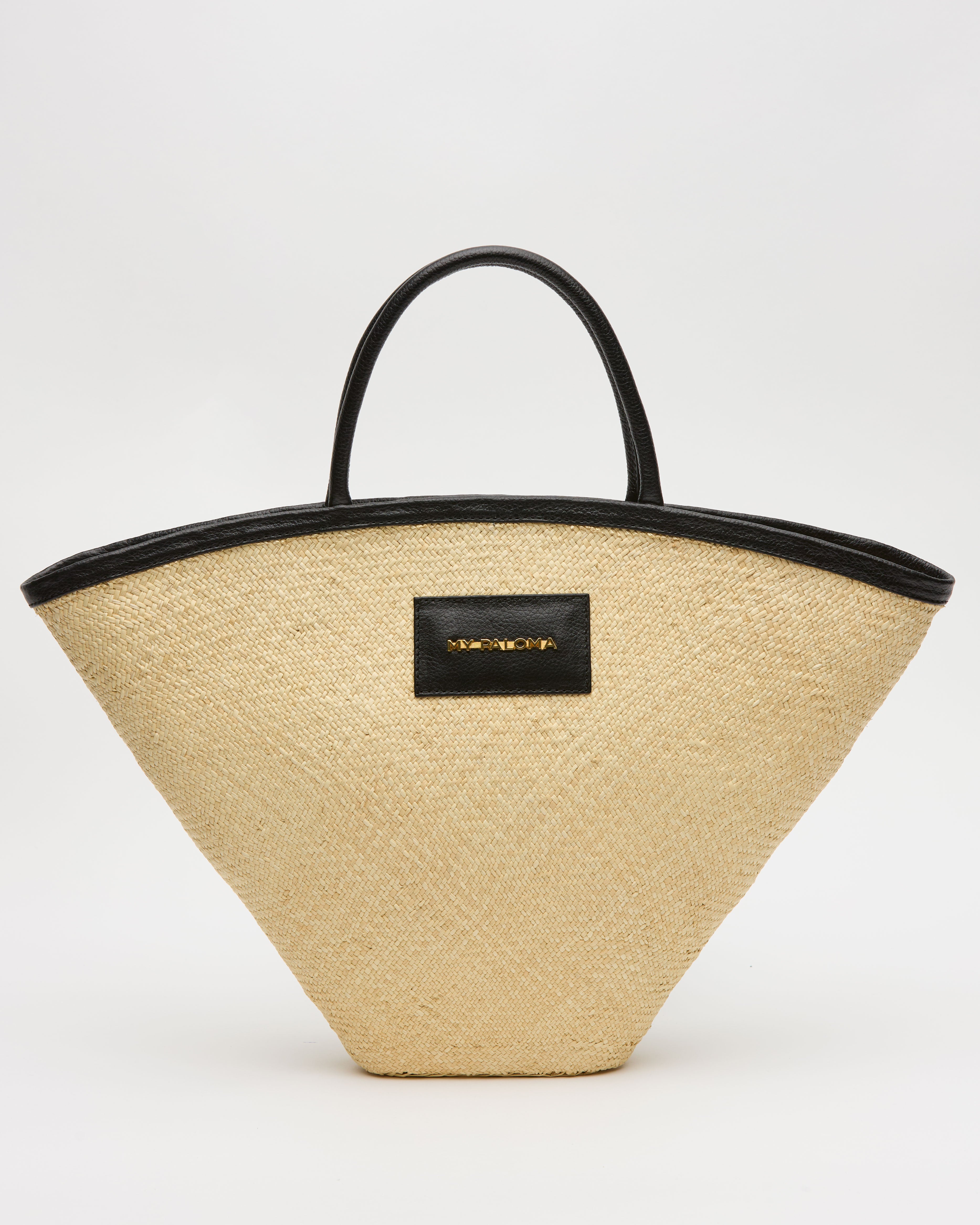 'Chalayan' eco leather trimmed straw tote