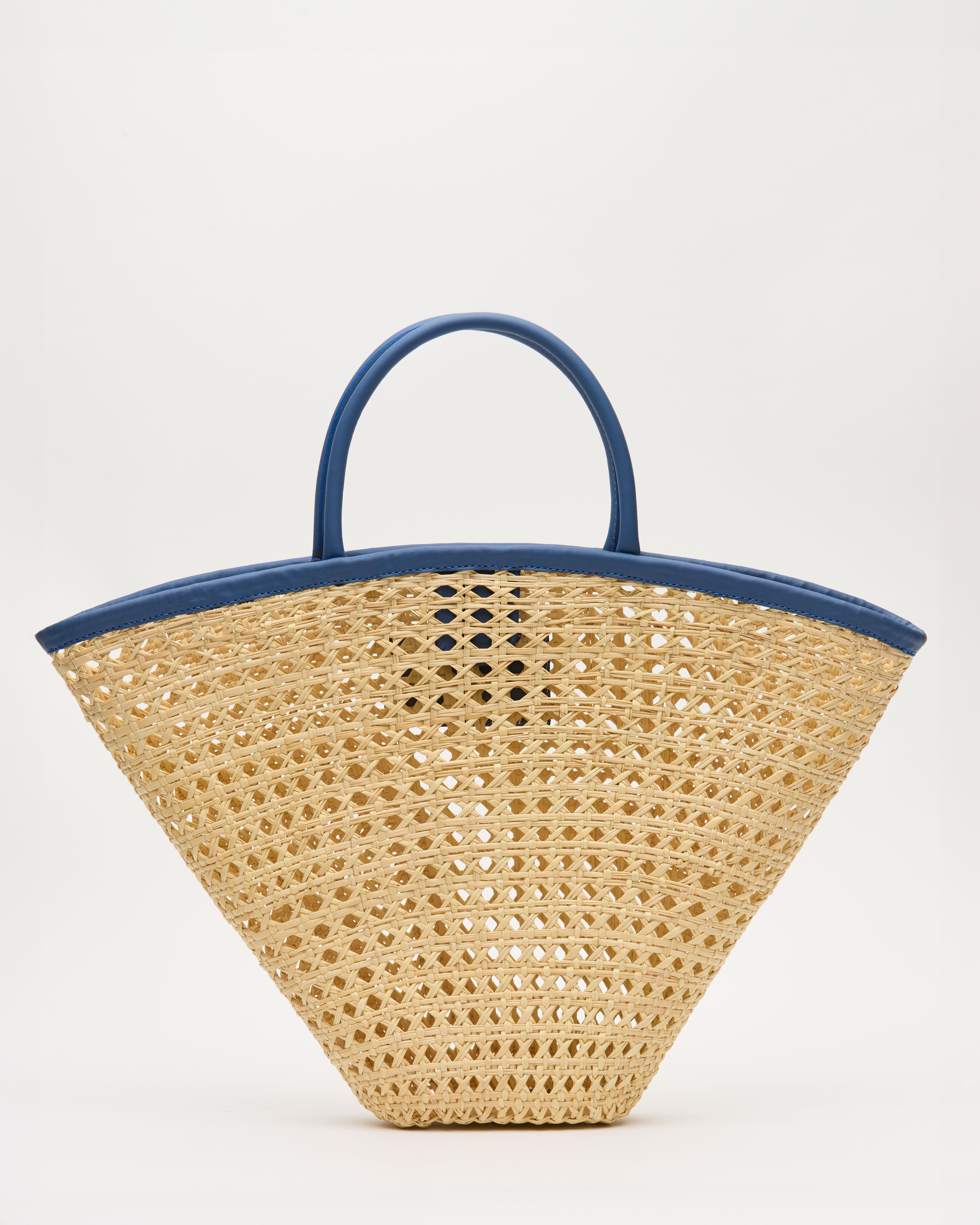 Eco leather-trimmed toquilla straw tote