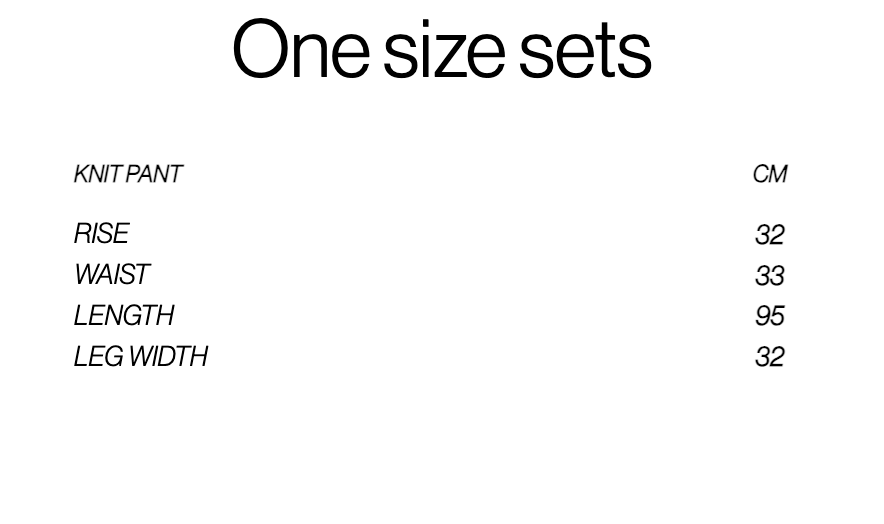 Size chart for Luz Jacquard-Knit Pants