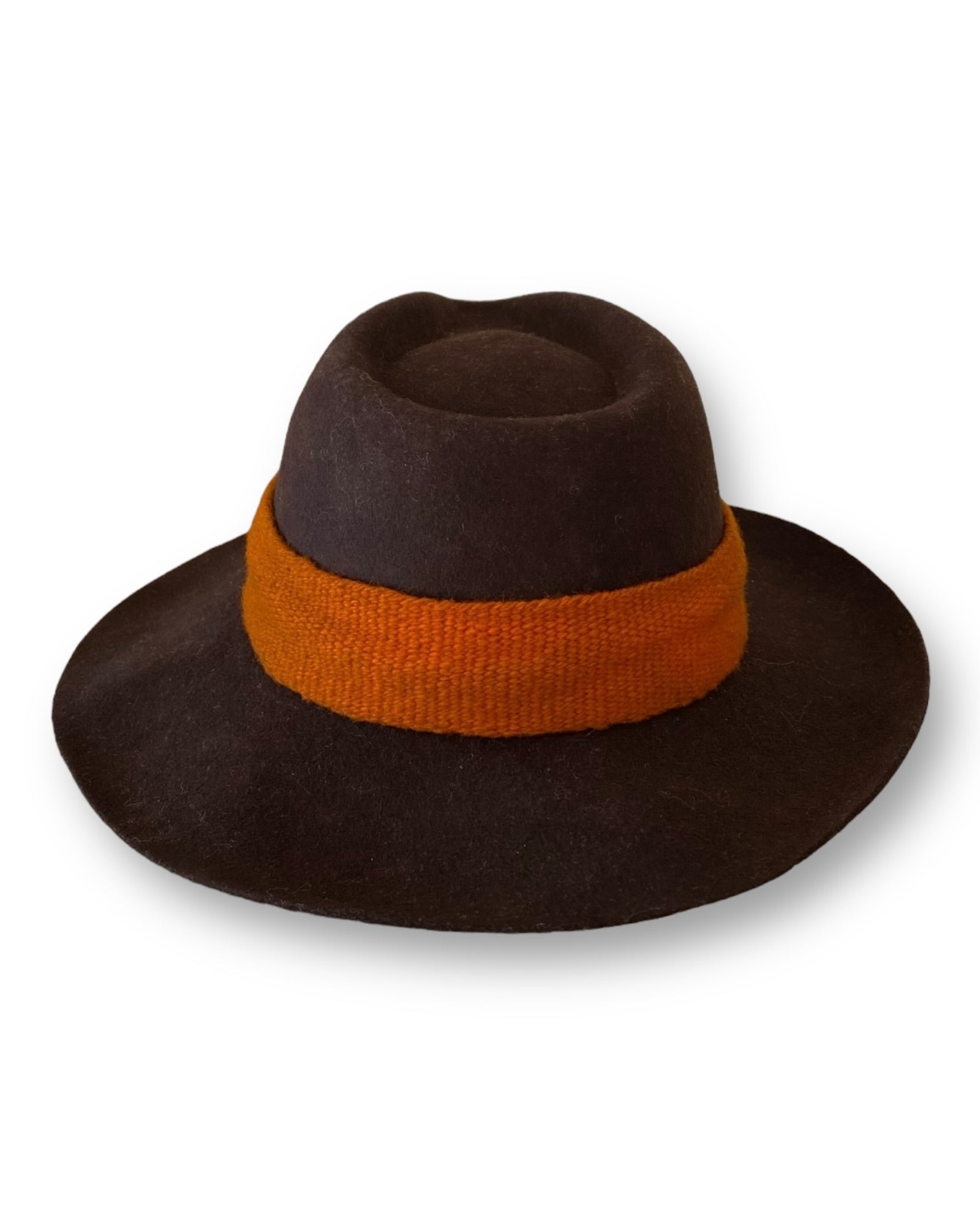 Wool-felt fedora w detachable orange band