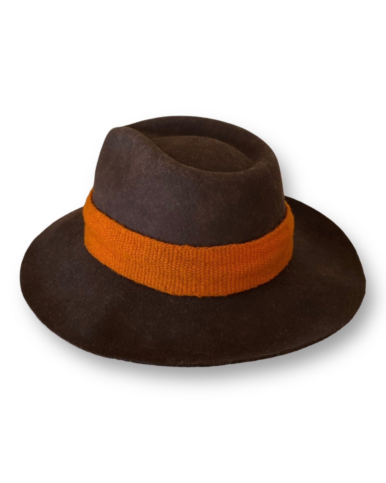 Wool-felt fedora w detachable orange band