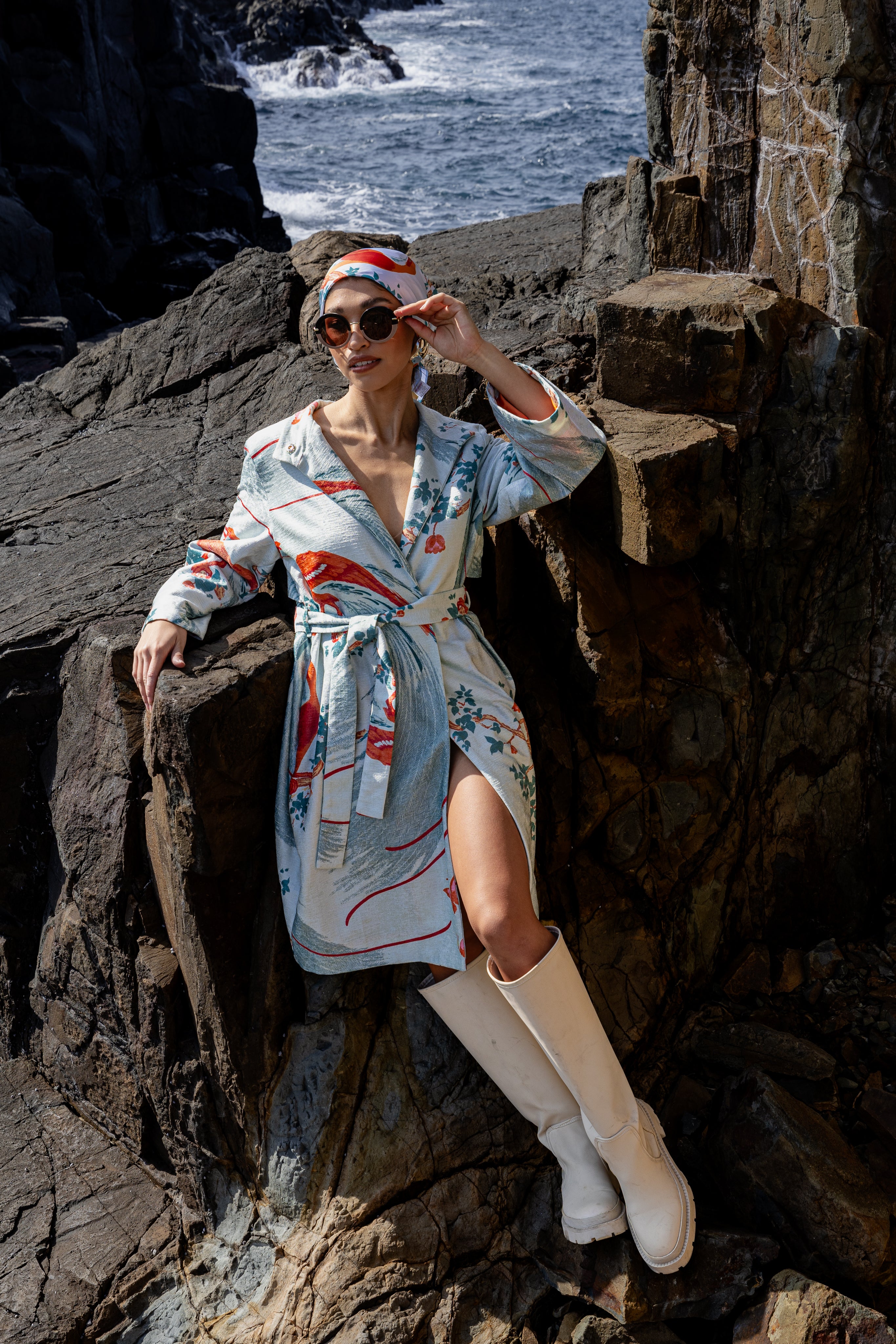 'Exotic Birds' Florence Broadhurst custom printed trench