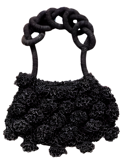Ameba Mesh Bag in classic black, highlighting its voluminous silhouette and contemporary handle design.