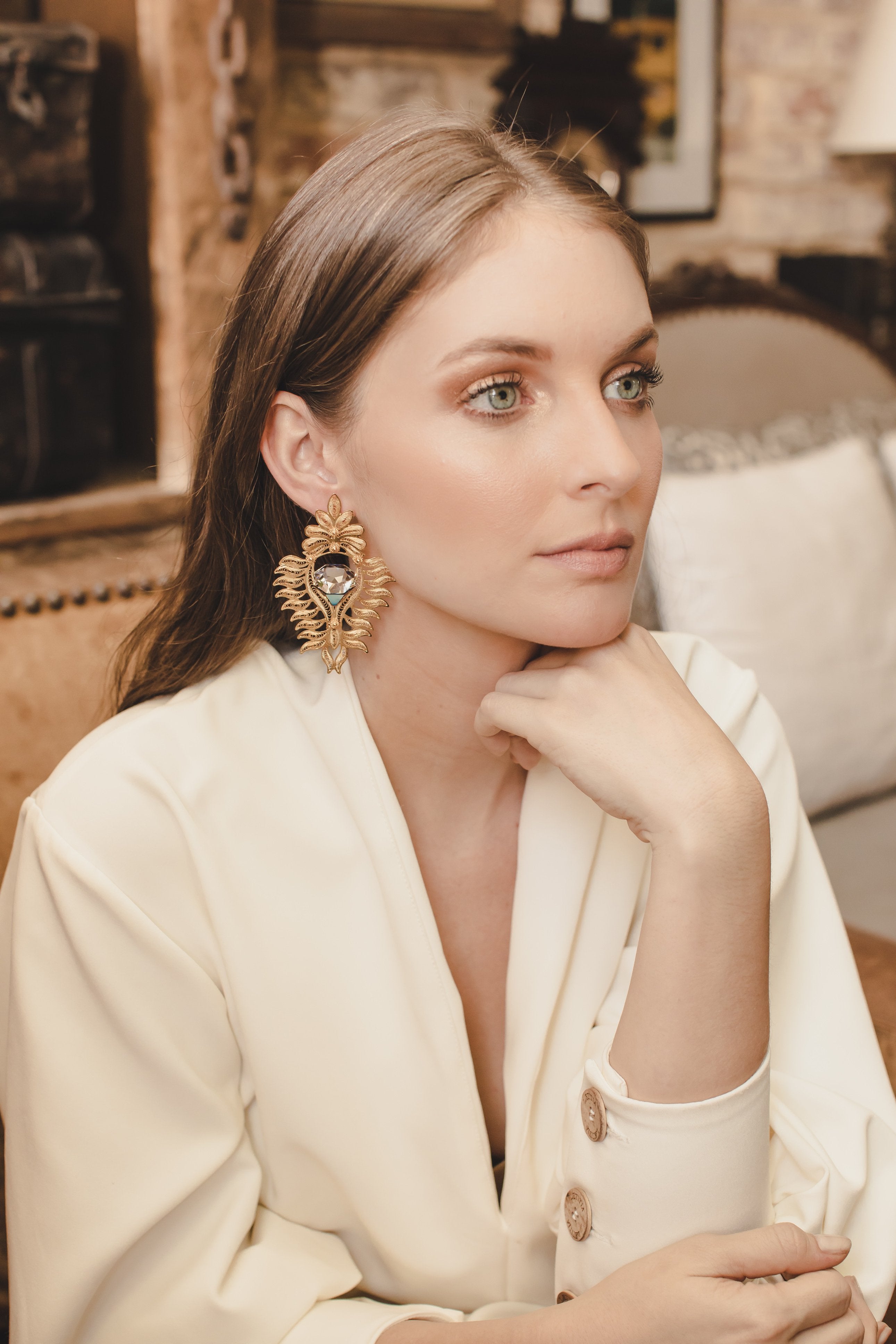 Queen Gold Plated Swarovski crystal earrings - My Paloma