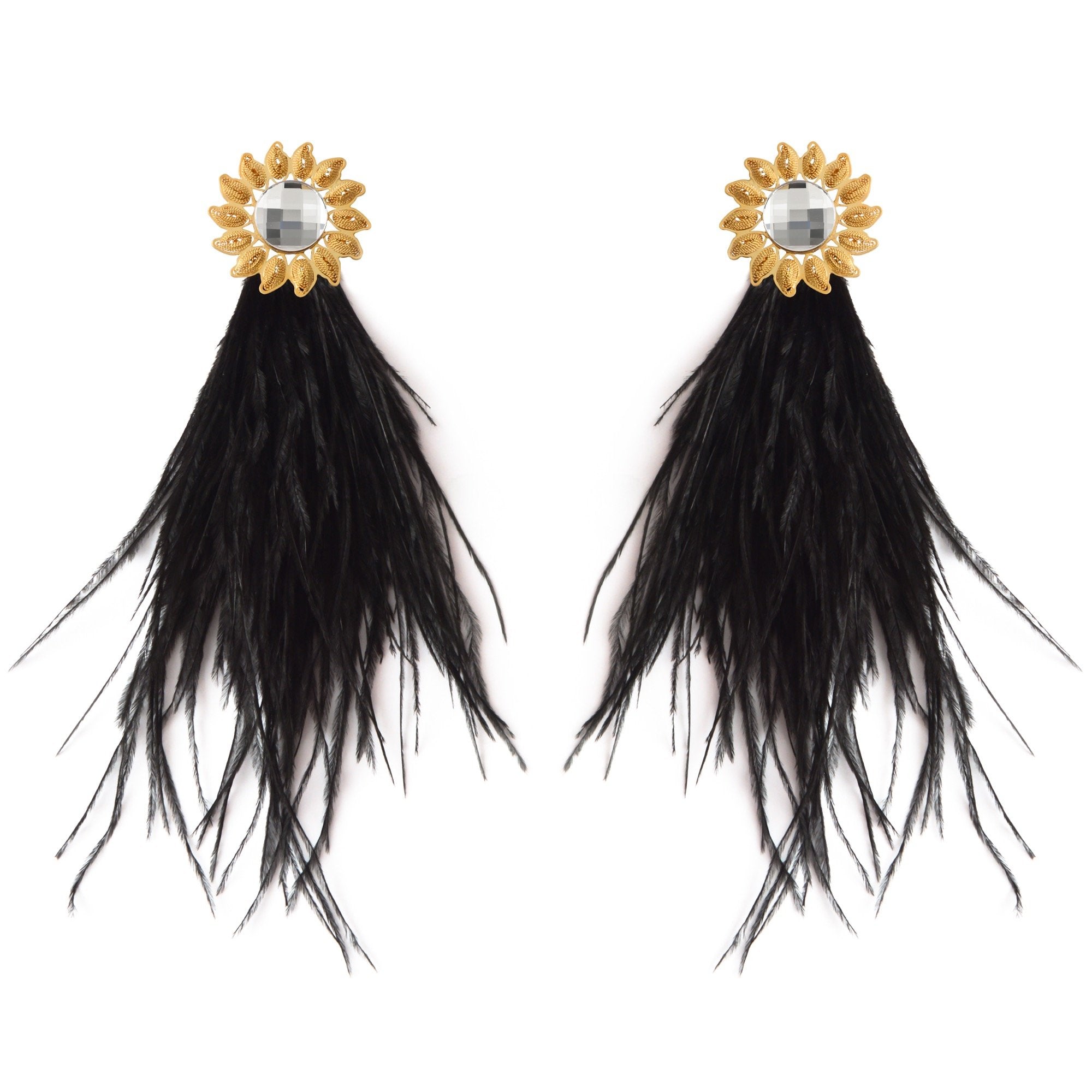 Gold-plated Swarovsky Feather Earrings - My Paloma