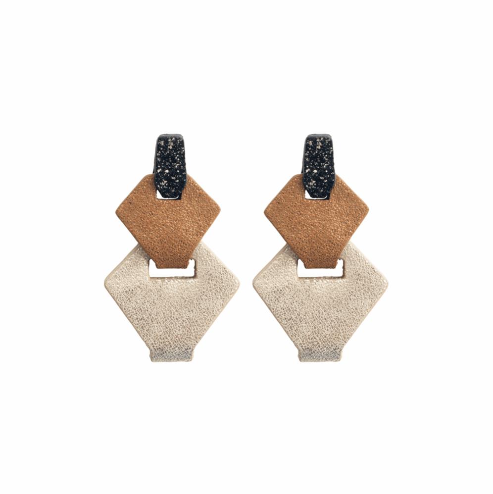 Link Leather Earrings in Gold - My Paloma